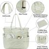 imageBluboon Waterproof Beach Tote Pool Bags for Women Ladies Extra Large Carry On Bag With Wet Compartment for Weekender TravelGrass Green White Grid Stripes