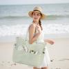 imageBluboon Waterproof Beach Tote Pool Bags for Women Ladies Extra Large Carry On Bag With Wet Compartment for Weekender TravelGrass Green White Grid Stripes
