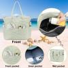 imageBluboon Waterproof Beach Tote Pool Bags for Women Ladies Extra Large Carry On Bag With Wet Compartment for Weekender TravelGrass Green White Grid Stripes