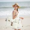 imageBluboon Waterproof Beach Tote Pool Bags for Women Ladies Extra Large Carry On Bag With Wet Compartment for Weekender TravelNew White