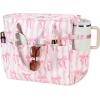 imageBluboon Waterproof Beach Tote Pool Bags for Women Ladies Extra Large Carry On Bag With Wet Compartment for Weekender TravelPink White Stripesbow