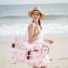 imageBluboon Waterproof Beach Tote Pool Bags for Women Ladies Extra Large Carry On Bag With Wet Compartment for Weekender TravelPink White Stripesbow