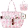 imageBluboon Waterproof Beach Tote Pool Bags for Women Ladies Extra Large Carry On Bag With Wet Compartment for Weekender TravelPink White Stripesbow