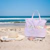 imageBluboon Waterproof Beach Tote Pool Bags for Women Ladies Extra Large Carry On Bag With Wet Compartment for Weekender TravelPurple Snowflakes