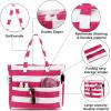 imageBluboon Waterproof Beach Tote Pool Bags for Women Ladies Extra Large Carry On Bag With Wet Compartment for Weekender TravelRosepink Stripes