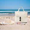imageBluboon Waterproof Beach Tote Pool Bags for Women Ladies Extra Large Carry On Bag With Wet Compartment for Weekender TravelSolid Beige