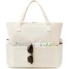 imageBluboon Waterproof Beach Tote Pool Bags for Women Ladies Extra Large Carry On Bag With Wet Compartment for Weekender TravelSolid Beige