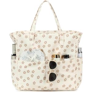 imageBluboon Beach Bags for Women Large Waterproof Tote Bag With Wet Compartment for Pool Weekender Travel GymBrown Flower