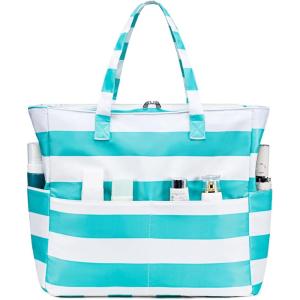 imageBluboon Beach Bags for Women Large Waterproof Tote Bag With Wet Compartment for Pool Weekender Travel GymPebble