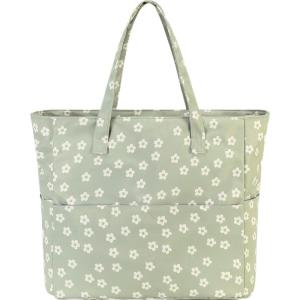 imageBluboon Waterproof Beach Tote Pool Bags for Women Ladies Extra Large Carry On Bag With Wet Compartment for Weekender TravelBeige Flower Green