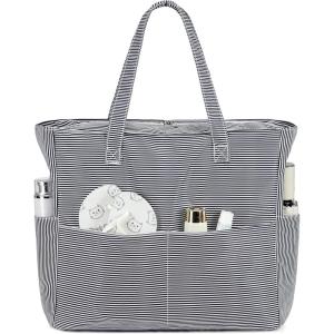 imageBluboon Waterproof Beach Tote Pool Bags for Women Ladies Extra Large Carry On Bag With Wet Compartment for Weekender TravelBlack White Fine Stripes