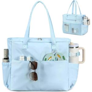 imageBluboon Waterproof Beach Tote Pool Bags for Women Ladies Extra Large Carry On Bag With Wet Compartment for Weekender TravelNew Blue