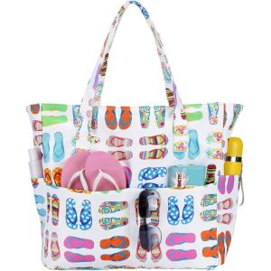 imageBluboon Waterproof Beach Tote Pool Bags for Women Ladies Extra Large Carry On Bag With Wet Compartment for Weekender TravelSlipper