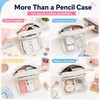 image:imageBluboon Big Capacity Pencil Case Pencil Pouch Pen Case School Supplies Cute Pencil Box Pencil Bag for Teen Girls Boys Women Man Brown White CheckedBlack dots  White