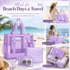 image:imageBluboon Clear Pool Tote Bag Women Beach Bags with Laundry Bag Phone Pouch Cute Bow Tote Fit 40oz Tumbler for Cruise VacationPurple