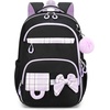 image:imageBluboon Cute Backpack for Girls Kawaii School Backpack with Bowknot amp Pom WideOpen Design Lightweight Kids Backpack with Compartments Aesthetic Bookbag for Elementary Middle SchoolPurple Black