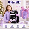 image:imageBluboon Cute Backpack for Girls Kawaii School Backpack with Bowknot amp Pom WideOpen Design Lightweight Kids Backpack with Compartments Aesthetic Bookbag for Elementary Middle SchoolPurple Black