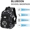 image:imageBluboon Cute Backpack for Girls Kawaii School Backpack with Bowknot amp Pom WideOpen Design Lightweight Kids Backpack with Compartments Aesthetic Bookbag for Elementary Middle SchoolGrey Graffiti