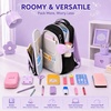 image:imageBluboon Cute Backpack for Girls Kawaii School Backpack with Bowknot amp Pom WideOpen Design Lightweight Kids Backpack with Compartments Aesthetic Bookbag for Elementary Middle SchoolPurple Black