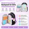 image:imageBluboon Cute Backpack for Girls Kawaii School Backpack with Bowknot amp Pom WideOpen Design Lightweight Kids Backpack with Compartments Aesthetic Bookbag for Elementary Middle SchoolPurple Black