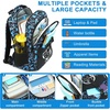 image:imageBluboon Cute Backpack for Girls Kawaii School Backpack with Bowknot amp Pom WideOpen Design Lightweight Kids Backpack with Compartments Aesthetic Bookbag for Elementary Middle SchoolBlue Graffiti