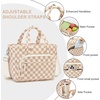 image:imageBluboon Insulated Lunch Bag for Women Stylish Corduroy Lunch Tote with Bottle Holder Fits 40oz Tumbler Leakproof Large Capacity Lunch Bag with Shoulder Strap for Work School PicnicCorduroy Brown White checkered