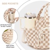 image:imageBluboon Insulated Lunch Bag for Women Stylish Corduroy Lunch Tote with Bottle Holder Fits 40oz Tumbler Leakproof Large Capacity Lunch Bag with Shoulder Strap for Work School PicnicCorduroy Brown White checkered