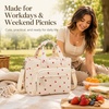 image:imageBluboon Insulated Lunch Bag for Women Stylish Corduroy Lunch Tote with Bottle Holder Fits 40oz Tumbler Leakproof Large Capacity Lunch Bag with Shoulder Strap for Work School PicnicStrawberry Print BeigeL