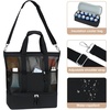 image:imageBluboon Mesh Beach Tote Bag with Cooler Compartment Insulated Detachable Picnic Bag with Zipper and Pocket Pool Bag for WomenBlack B