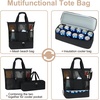 image:imageBluboon Mesh Beach Tote Bag with Cooler Compartment Insulated Detachable Picnic Bag with Zipper and Pocket Pool Bag for WomenBlack B