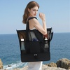 image:imageBluboon Mesh Beach Tote Bag with Cooler Compartment Insulated Detachable Picnic Bag with Zipper and Pocket Pool Bag for WomenBlack B