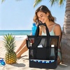 image:imageBluboon Mesh Beach Tote Bag with Cooler Compartment Insulated Detachable Picnic Bag with Zipper and Pocket Pool Bag for WomenBlack B