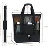 image:imageBluboon Mesh Beach Tote Bag with Cooler Compartment Insulated Detachable Picnic Bag with Zipper and Pocket Pool Bag for WomenBlack B