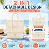 image:imageBluboon Mesh Beach Tote Bag with Cooler Compartment Insulated Detachable Picnic Bag with Zipper and Pocket Pool Bag for WomenSolid Beige