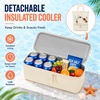 image:imageBluboon Mesh Beach Tote Bag with Cooler Compartment Insulated Detachable Picnic Bag with Zipper and Pocket Pool Bag for WomenSolid Beige