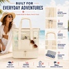 image:imageBluboon Mesh Beach Tote Bag with Cooler Compartment Insulated Detachable Picnic Bag with Zipper and Pocket Pool Bag for WomenSolid Beige