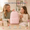 image:imageBluboon School Backpack for Teen Girls Women Laptop Backpack College Bookbags Middle School Travel Work Commuter Back Pack Khaki WhiteBeige Base Pink Strawberry Bow