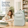 image:imageBluboon School Backpack for Teen Girls Women Laptop Backpack College Bookbags Middle School Travel Work Commuter Back Pack Khaki WhiteGreen  White Striped
