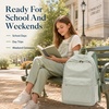 image:imageBluboon School Backpack for Teen Girls Women Laptop Backpack College Bookbags Middle School Travel Work Commuter Back Pack Khaki WhiteGreen  White Striped