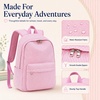 image:imageBluboon School Backpack for Teen Girls Women Laptop Backpack College Bookbags Middle School Travel Work Commuter Back Pack Khaki WhitePink  White Striped