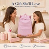 image:imageBluboon School Backpack for Teen Girls Women Laptop Backpack College Bookbags Middle School Travel Work Commuter Back Pack Khaki WhitePink  White Striped