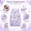 image:imageBluboon School Backpack for Teen Girls Women Laptop Backpack College Bookbags Middle School Travel Work Commuter Back Pack Khaki WhitePurple Floral 277