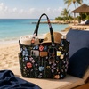 image:imageBluboon Waterproof Beach Tote Pool Bags for Women Ladies Extra Large Carry On Bag With Wet Compartment for Weekender TravelBlack Butterflyfloral