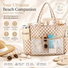 image:imageBluboon Waterproof Beach Tote Pool Bags for Women Ladies Extra Large Carry On Bag With Wet Compartment for Weekender TravelDark Brown Checkered