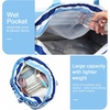 image:imageBluboon Waterproof Beach Tote Pool Bags for Women Ladies Extra Large Carry On Bag With Wet Compartment for Weekender TravelIrregular Blue Stripes
