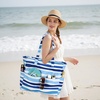 image:imageBluboon Waterproof Beach Tote Pool Bags for Women Ladies Extra Large Carry On Bag With Wet Compartment for Weekender TravelIrregular Blue Stripes