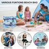 image:imageBluboon Waterproof Beach Tote Pool Bags for Women Ladies Extra Large Carry On Bag With Wet Compartment for Weekender TravelIrregular Blue Stripes