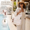 image:imageBluboon Waterproof Beach Tote Pool Bags for Women Ladies Extra Large Carry On Bag With Wet Compartment for Weekender TravelKhaki Irregular Stripes