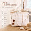 image:imageBluboon Waterproof Beach Tote Pool Bags for Women Ladies Extra Large Carry On Bag With Wet Compartment for Weekender TravelKhaki Irregular Stripes