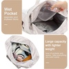 image:imageBluboon Waterproof Beach Tote Pool Bags for Women Ladies Extra Large Carry On Bag With Wet Compartment for Weekender TravelKhaki White Striped